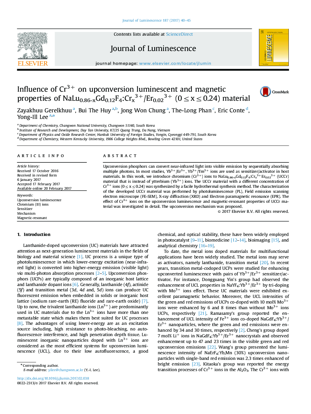 Influence of Cr3+ on upconversion luminescent and magnetic properties of NaLu0.86-xGd0.12F4:Crx3+/Er0.023+ (0â¤xâ¤0.24) material