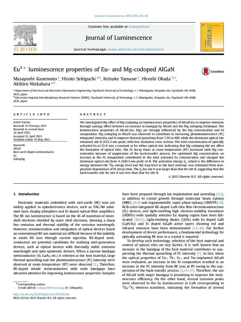 Eu3+ luminescence properties of Eu- and Mg-codoped AlGaN