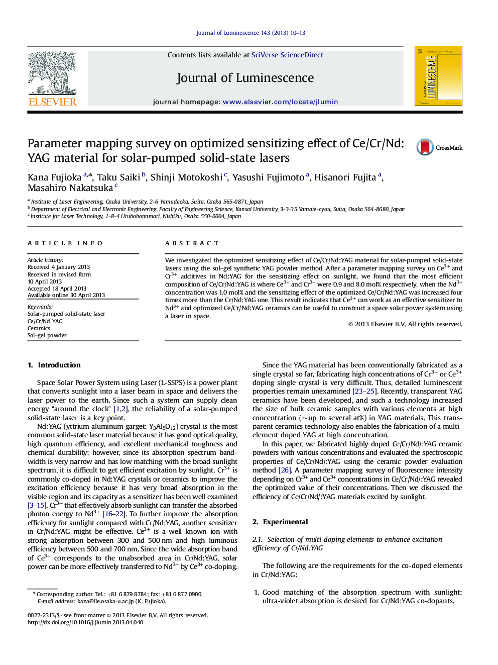 Parameter mapping survey on optimized sensitizing effect of Ce/Cr/Nd:YAG material for solar-pumped solid-state lasers