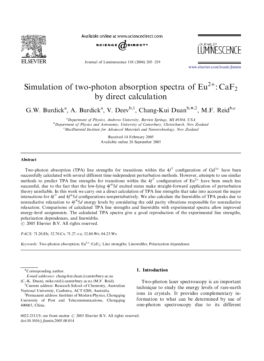 Simulation of two-photon absorption spectra of Eu2+:CaF2 by direct calculation