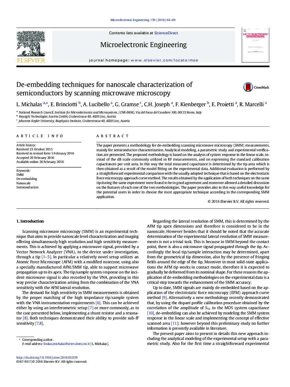 De-embedding techniques for nanoscale characterization of semiconductors by scanning microwave microscopy