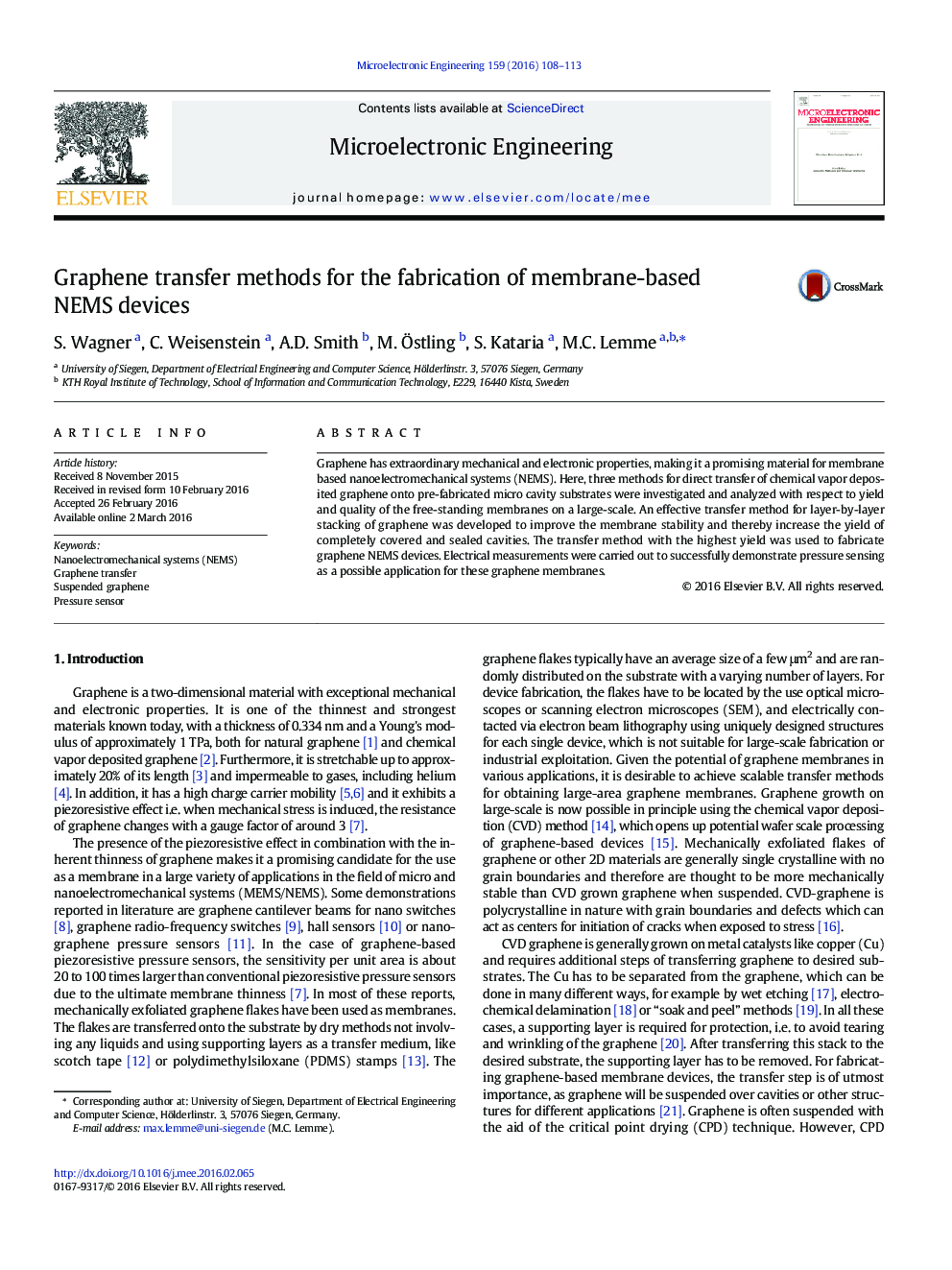 Graphene transfer methods for the fabrication of membrane-based NEMS devices