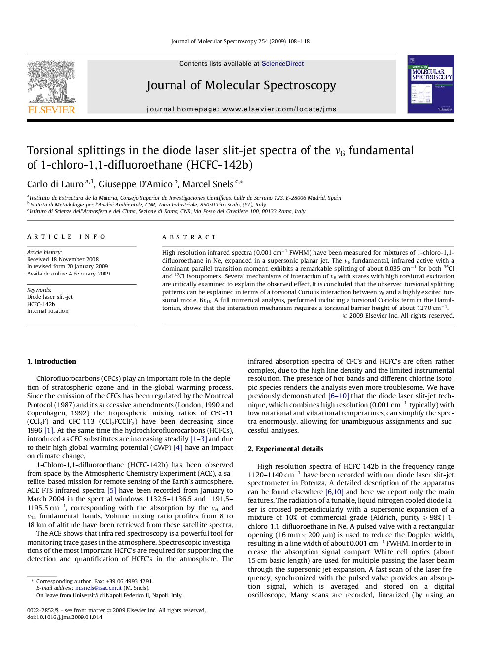 Torsional splittings in the diode laser slit-jet spectra of the Î½6 fundamental of 1-chloro-1,1-difluoroethane (HCFC-142b)