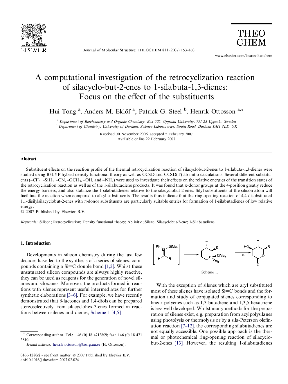 A computational investigation of the retrocyclization reaction of silacyclo-but-2-enes to 1-silabuta-1,3-dienes: Focus on the effect of the substituents