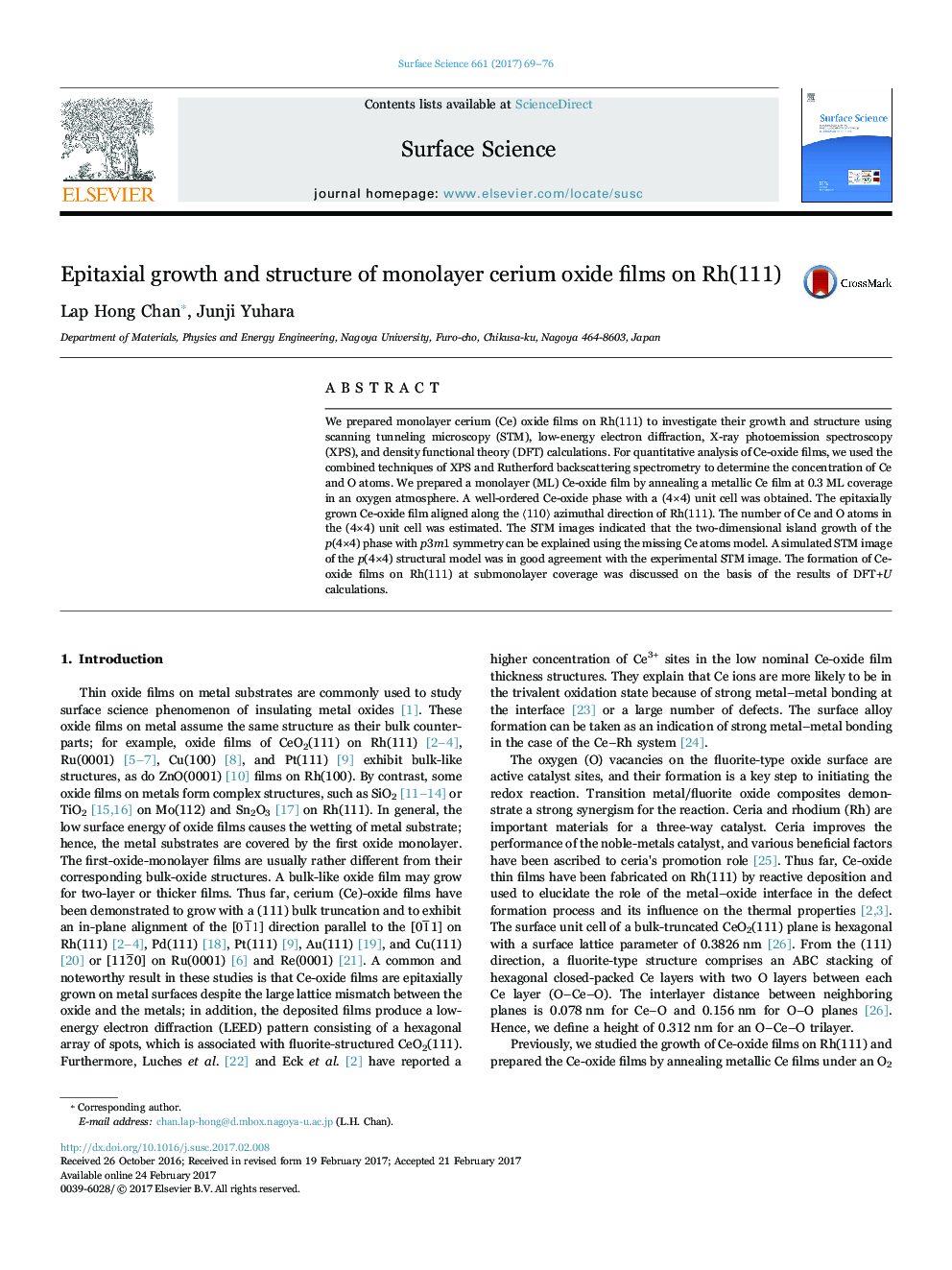 Epitaxial growth and structure of monolayer cerium oxide films on Rh(111)