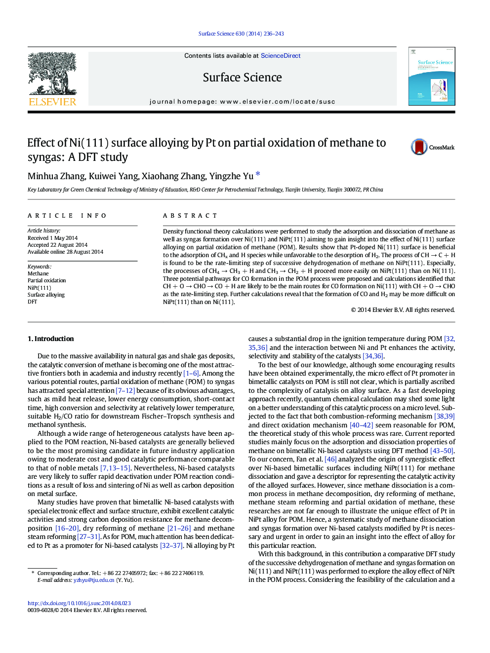 Effect of Ni(111) surface alloying by Pt on partial oxidation of methane to syngas: A DFT study