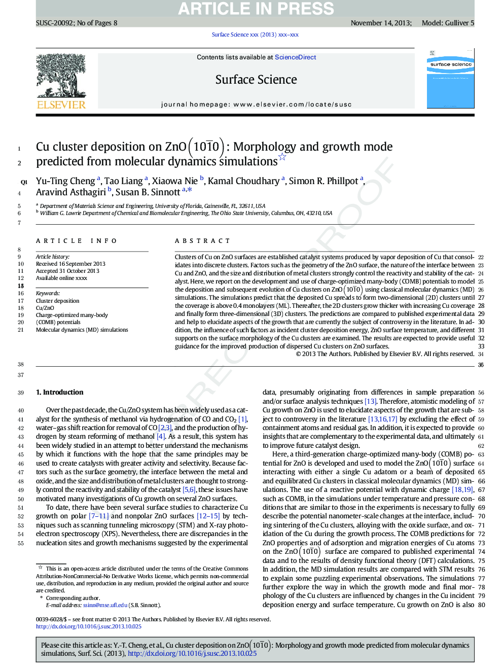 Cu cluster deposition on ZnO101Â¯0: Morphology and growth mode predicted from molecular dynamics simulations