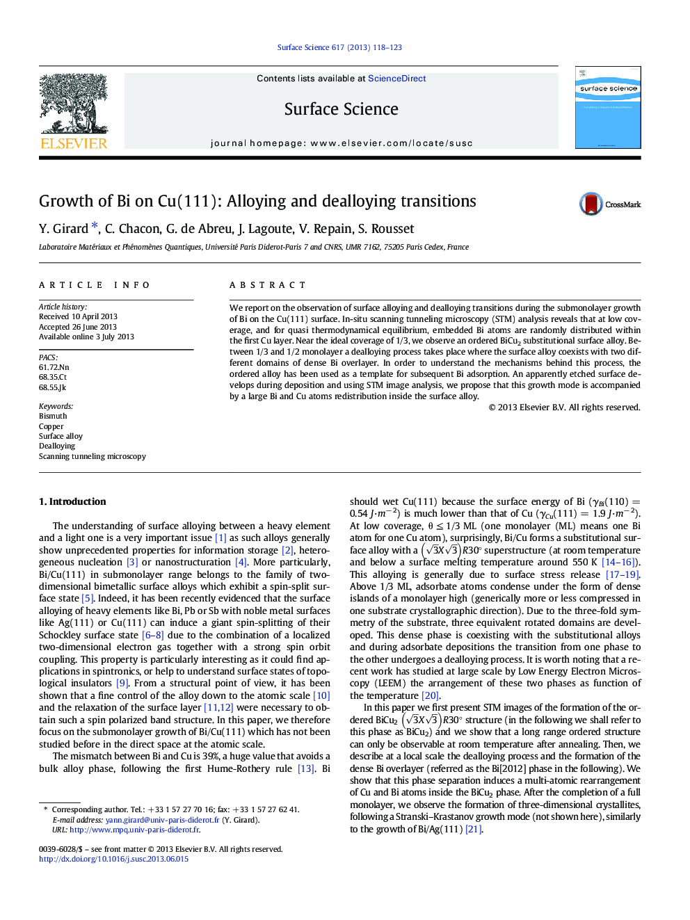 Growth of Bi on Cu(111): Alloying and dealloying transitions