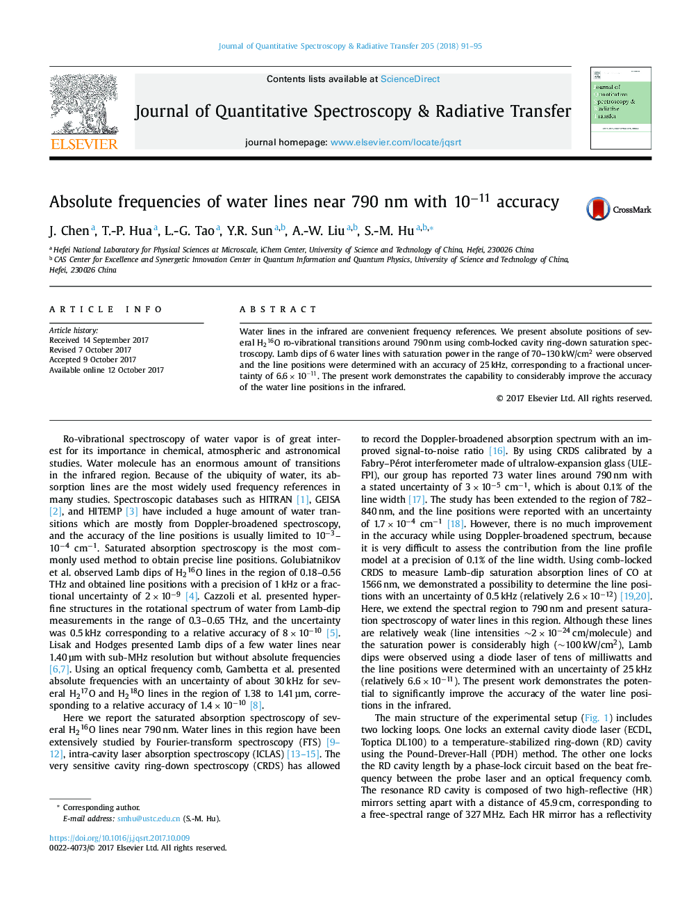 Absolute frequencies of water lines near 790 nm with 10â11 accuracy