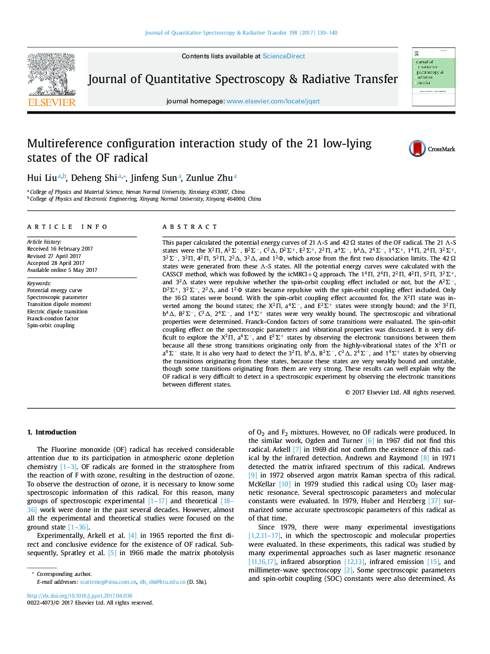 Multireference configuration interaction study of the 21 low-lying states of the OF radical