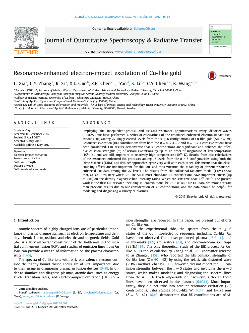 Resonance-enhanced electron-impact excitation of Cu-like gold