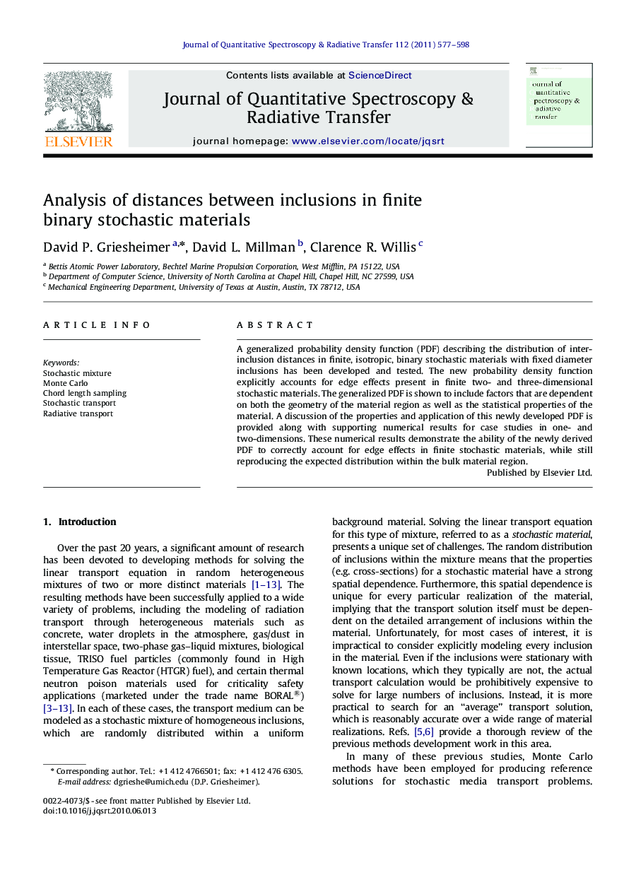 Analysis of distances between inclusions in finite binary stochastic materials