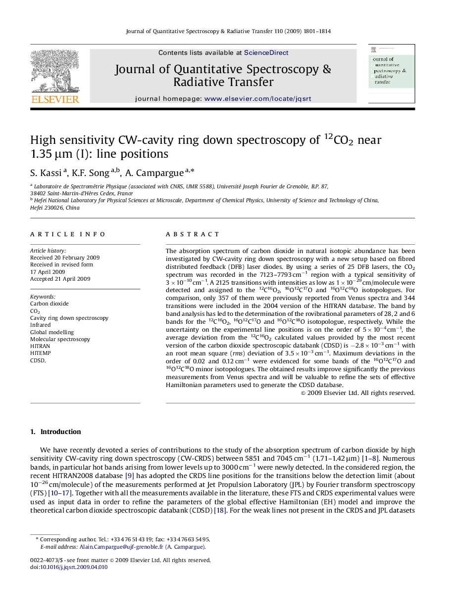 High sensitivity CW-cavity ring down spectroscopy of 12CO2 near 1.35 Î¼m (I): line positions