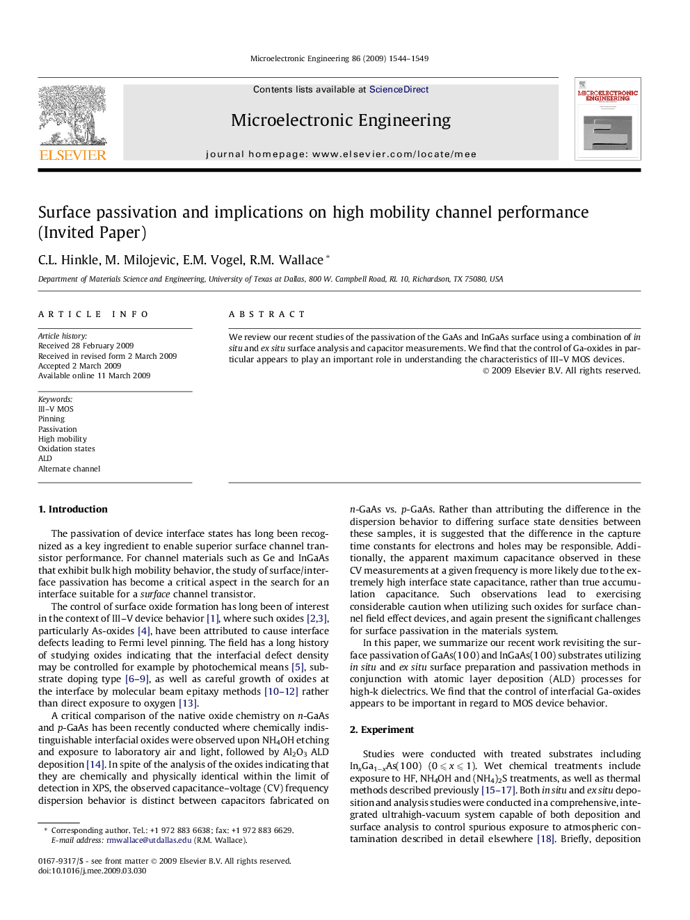 Surface passivation and implications on high mobility channel performance (Invited Paper)