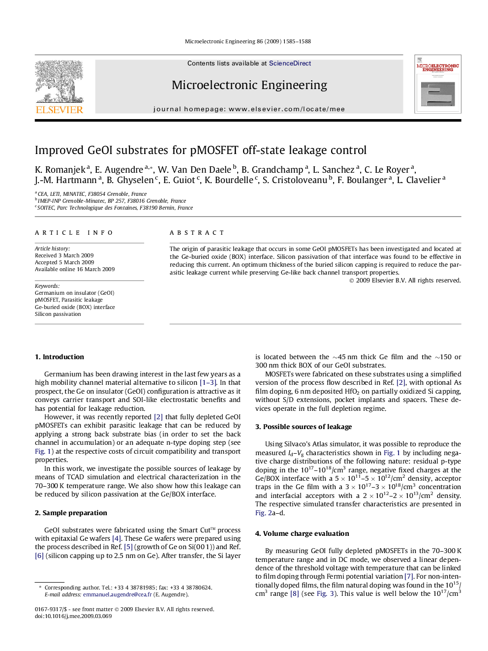 Improved GeOI substrates for pMOSFET off-state leakage control