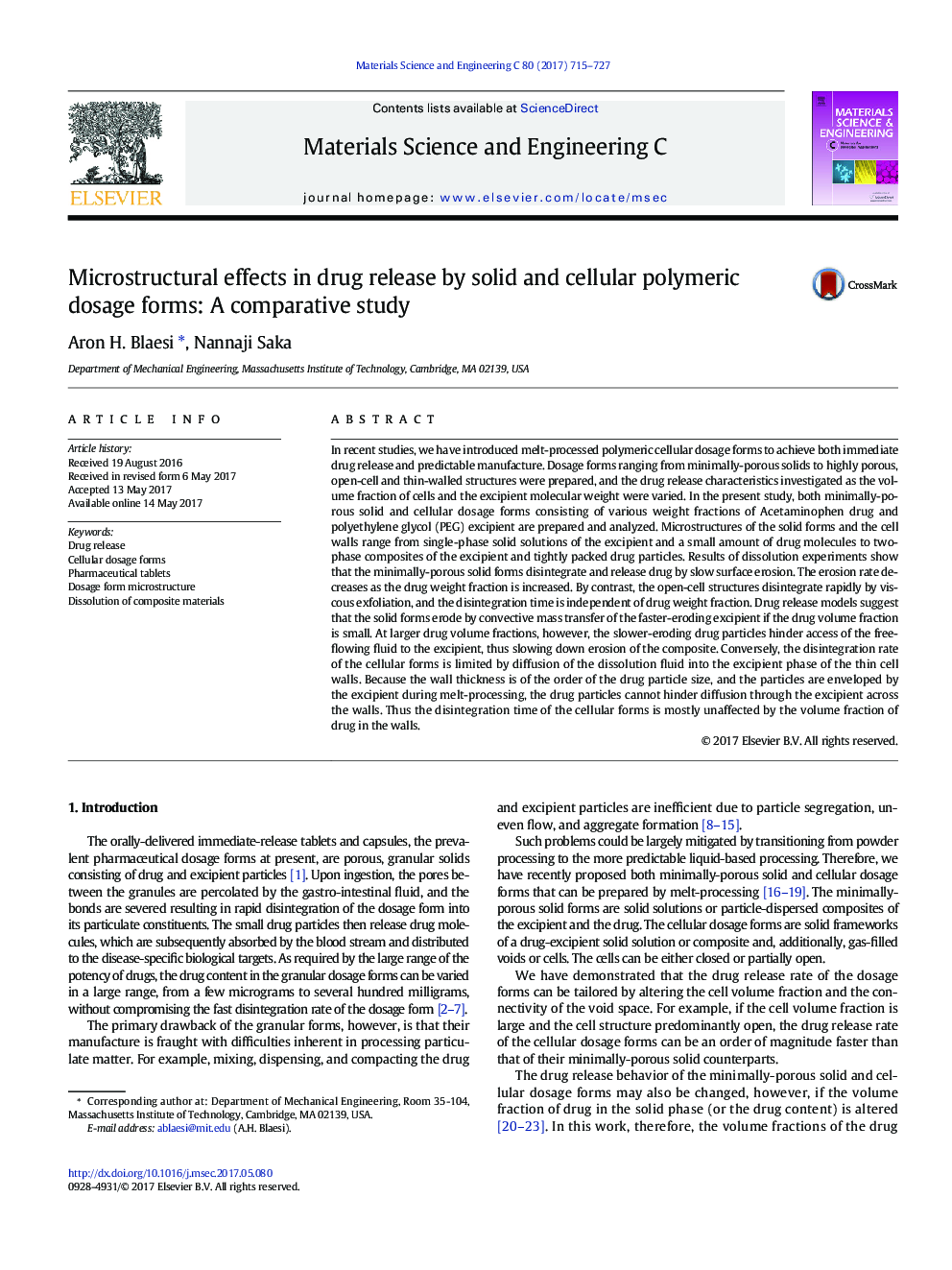 اثرات میکرو سازگار در آزادی دارو توسط فرمهای دوزهای پلیمری جامد و سلولی: یک مطالعه مقایسه ای 