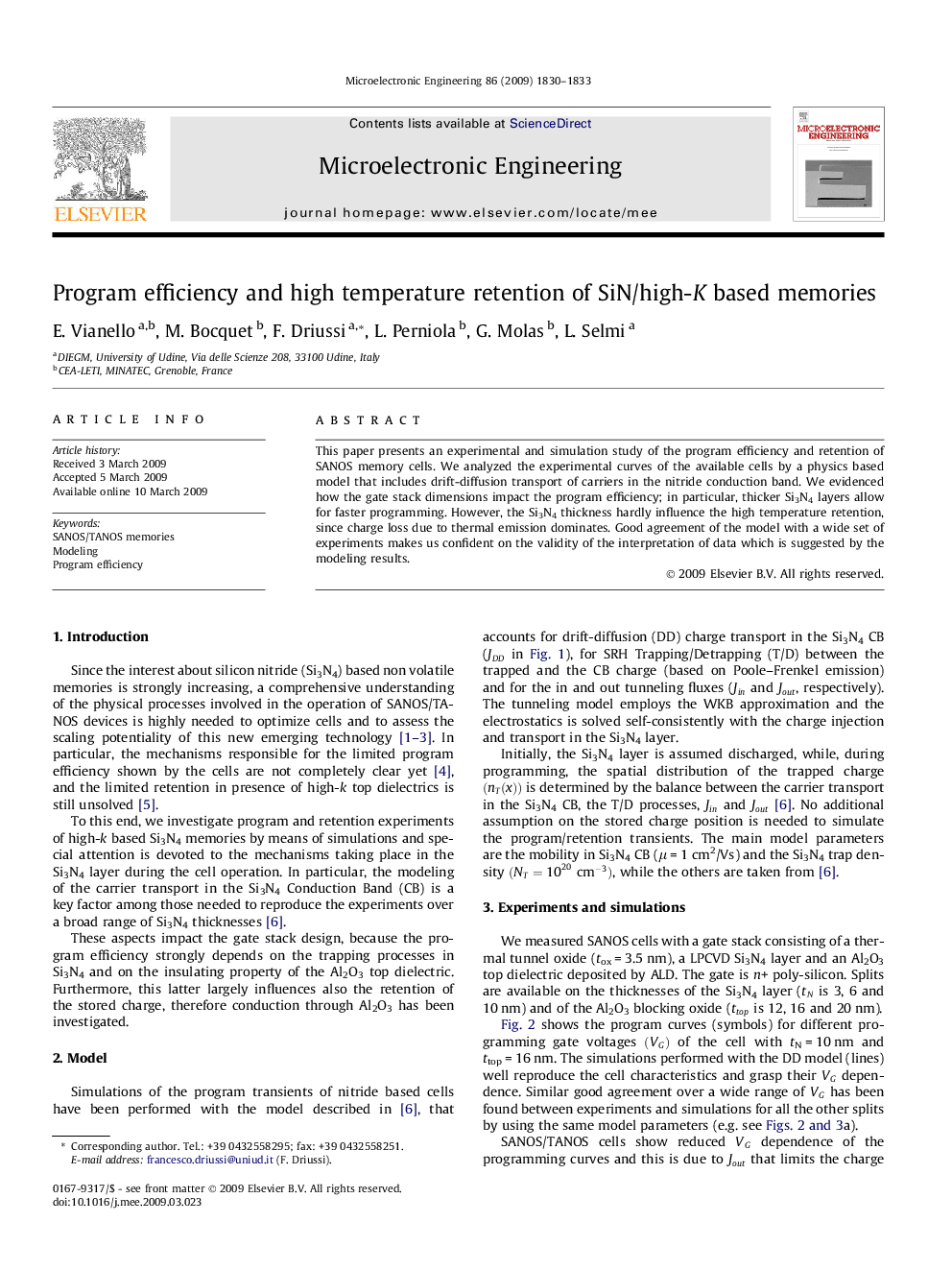 Program efficiency and high temperature retention of SiN/high-K based memories