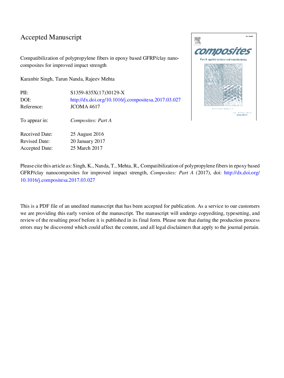 Compatibilization of polypropylene fibers in epoxy based GFRP/clay nanocomposites for improved impact strength