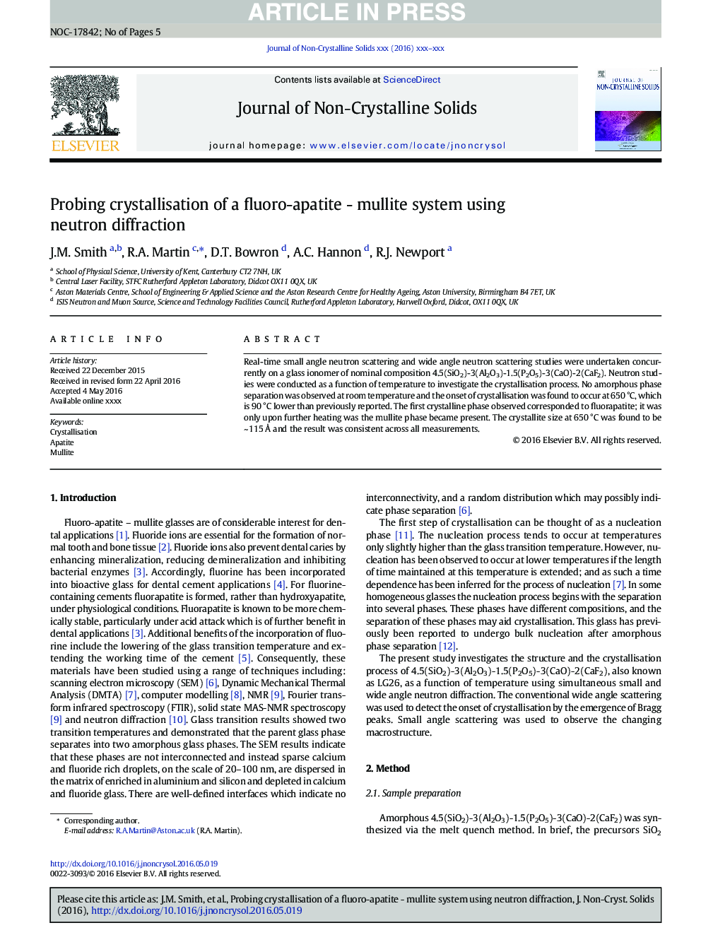 بررسی کریستالیزاسیون سیستم فلورا آپاتیت - مولیت با استفاده از پراش نوترون 