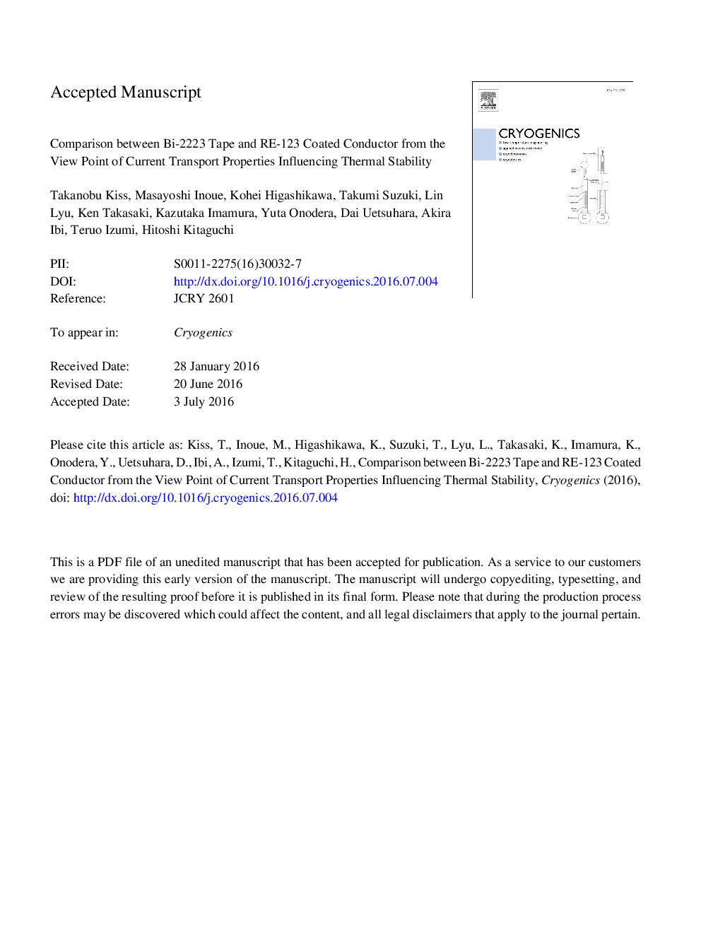 Comparison between Bi-2223 tape and RE-123 coated conductor from the view point of current transport properties influencing thermal stability