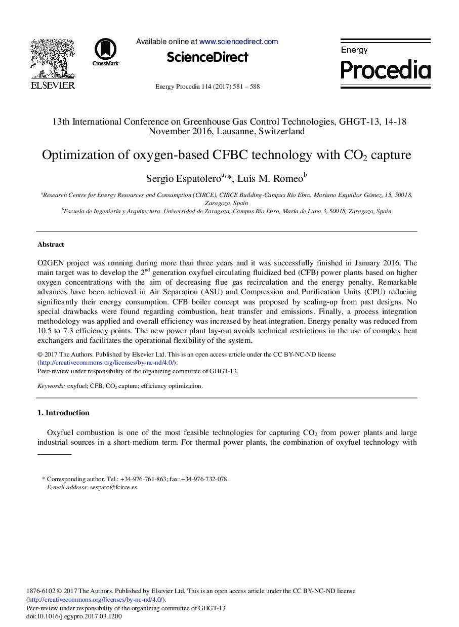 Optimization of Oxygen-based CFBC Technology with CO2 Capture