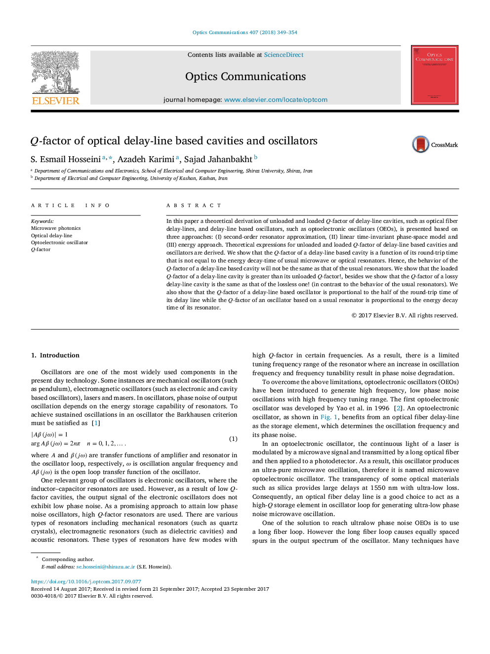 Q-factor of optical delay-line based cavities and oscillators