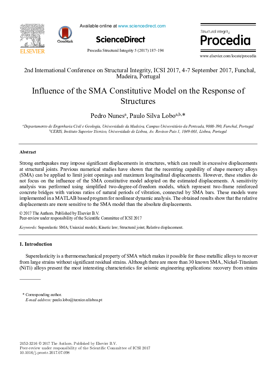 Influence of the SMA Constitutive Model on the Response of Structures