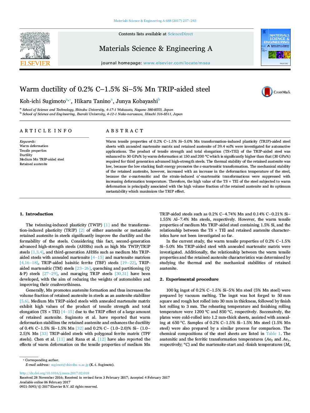 Warm ductility of 0.2% C-1.5% Si-5% Mn TRIP-aided steel