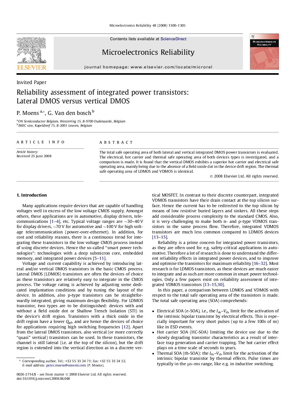 Reliability assessment of integrated power transistors: Lateral DMOS versus vertical DMOS