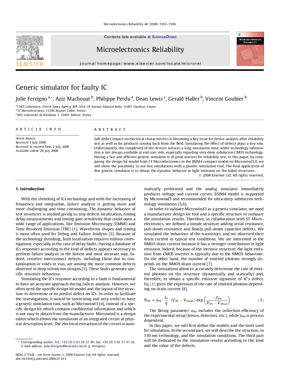 Generic simulator for faulty IC