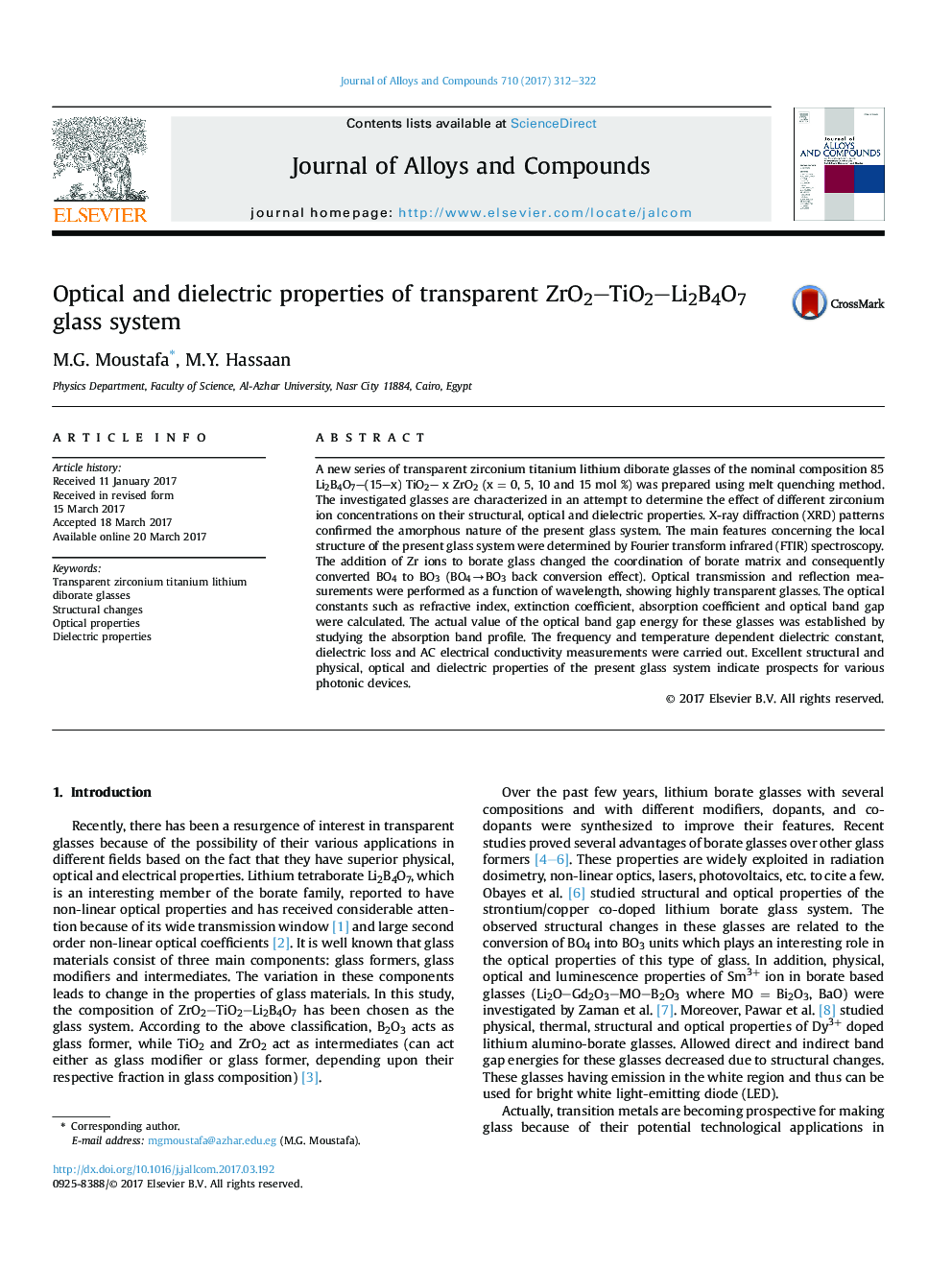 Optical and dielectric properties of transparent ZrO2-TiO2-Li2B4O7 glass system