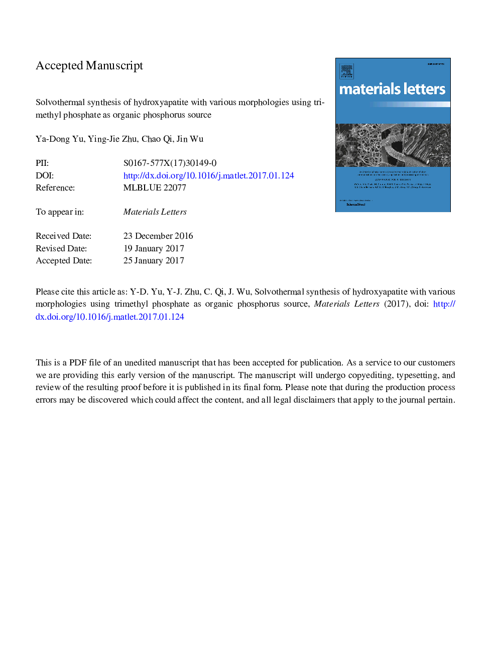 سنتز سولوترومالی هیدروکسی آپاتیت با مورفولوژی های مختلف با استفاده از تریمیم فسفات به عنوان منبع فسفر آلی 