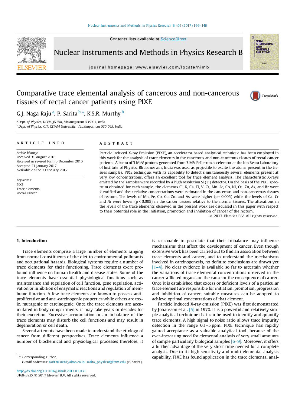 Comparative trace elemental analysis of cancerous and non-cancerous tissues of rectal cancer patients using PIXE