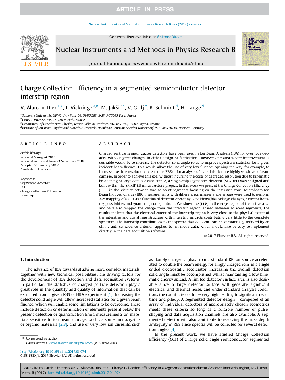 Charge Collection Efficiency in a segmented semiconductor detector interstrip region