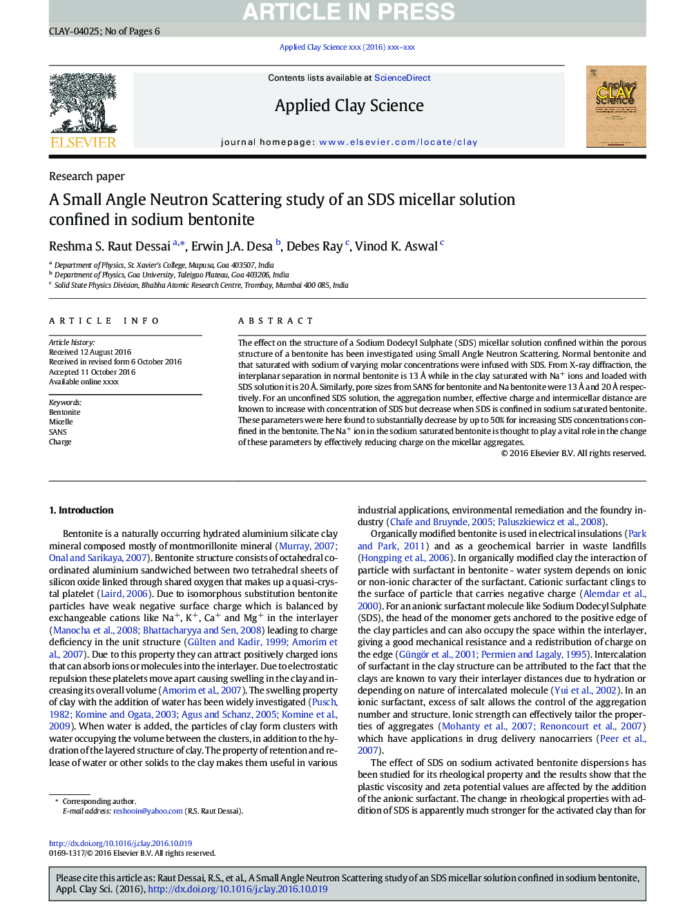A Small Angle Neutron Scattering study of an SDS micellar solution confined in sodium bentonite