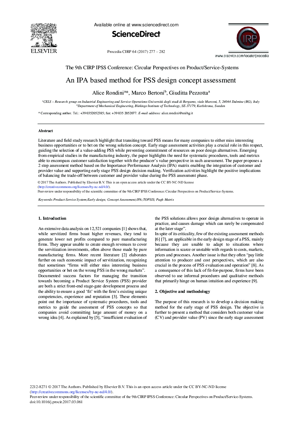 An IPA Based Method for PSS Design Concept Assessment
