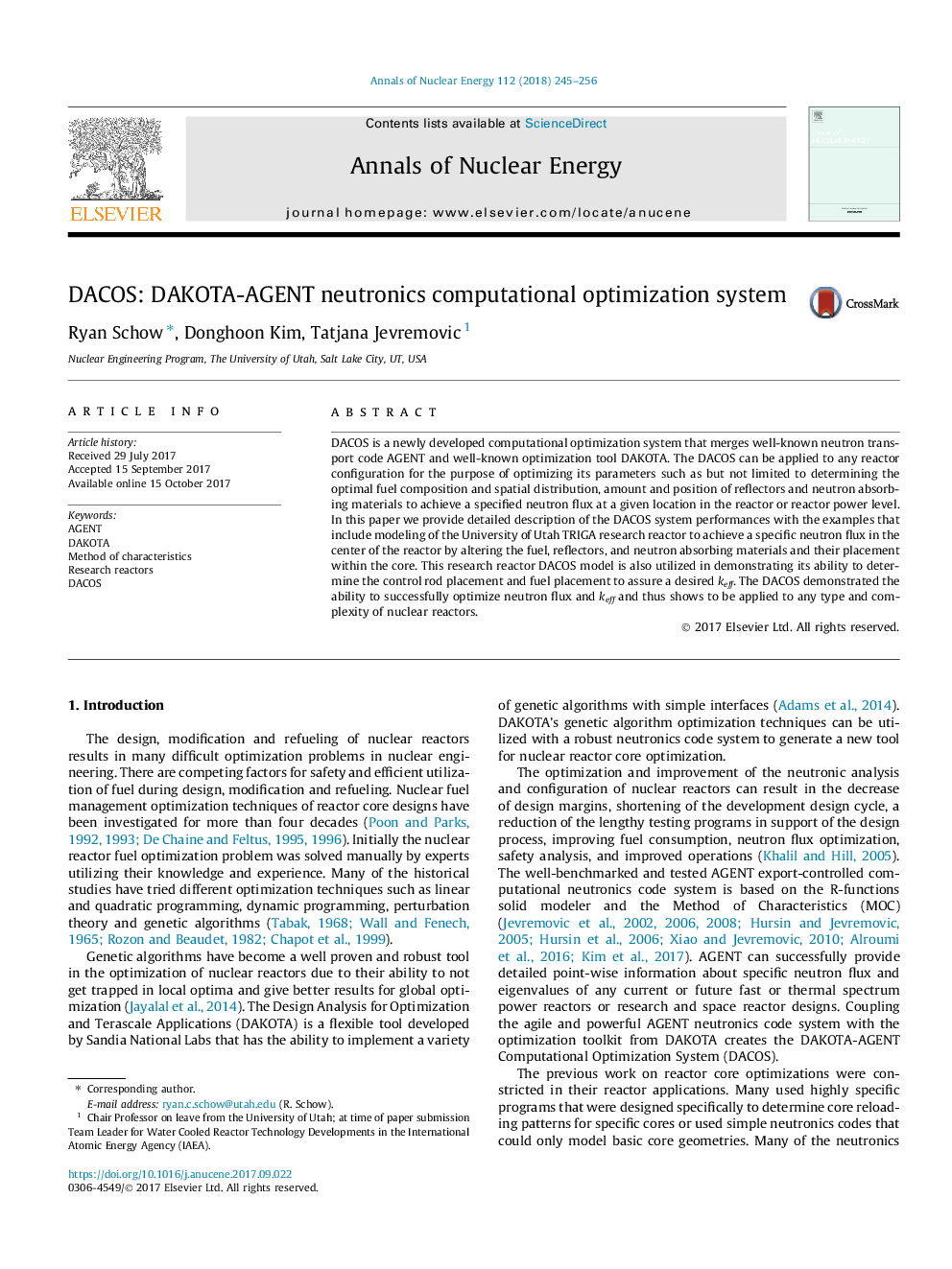 DACOS: DAKOTA-AGENT neutronics computational optimization system