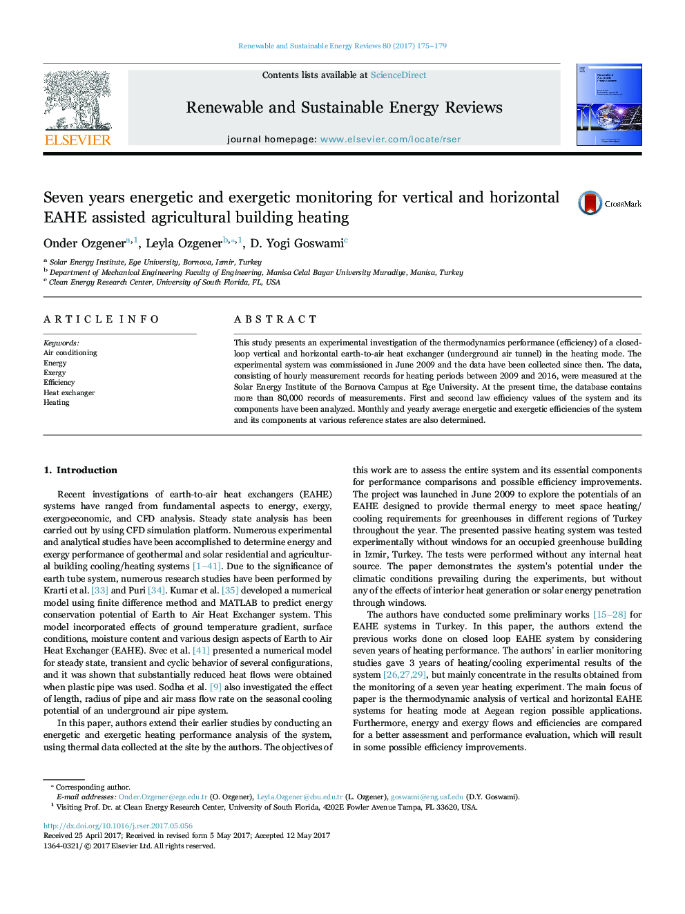 Seven years energetic and exergetic monitoring for vertical and horizontal EAHE assisted agricultural building heating