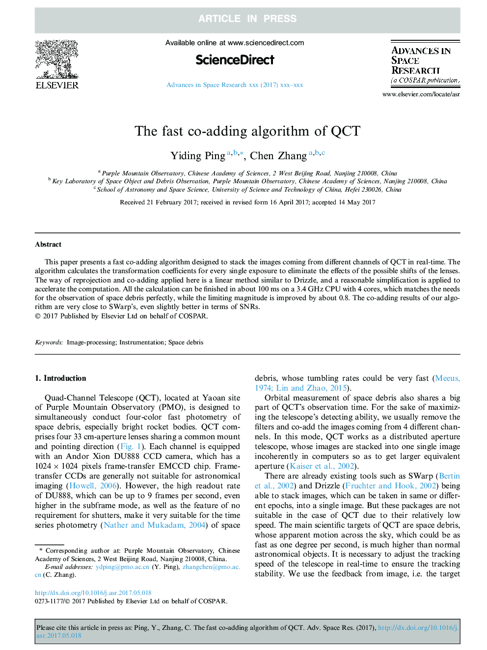 The fast co-adding algorithm of QCT