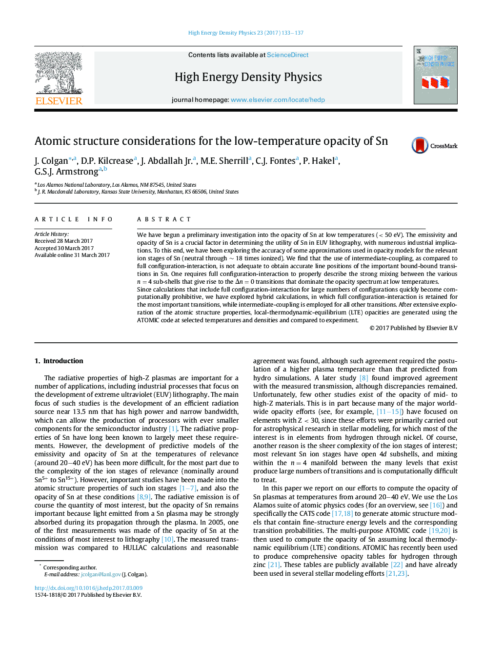 Atomic structure considerations for the low-temperature opacity of Sn