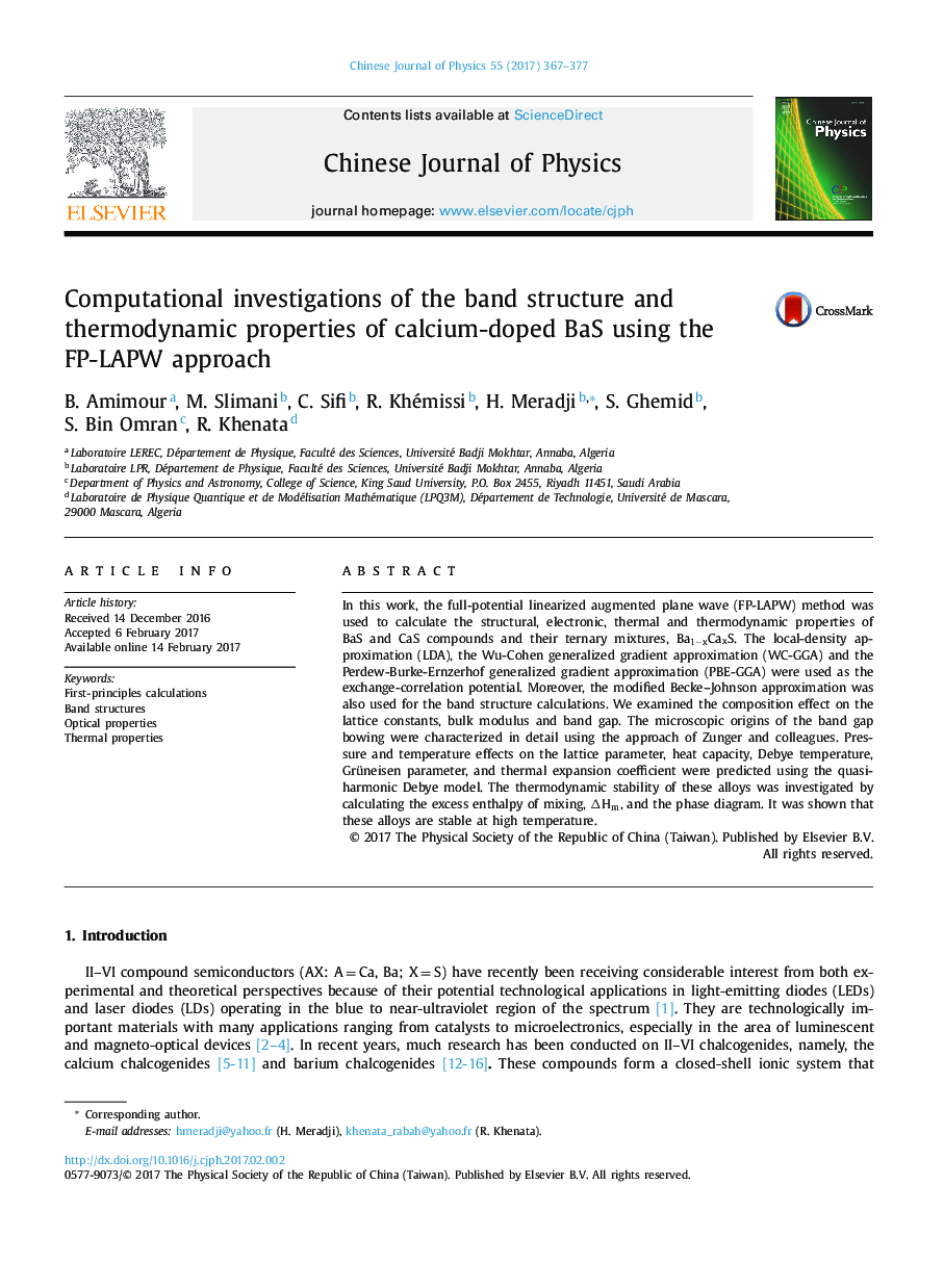 Computational investigations of the band structure and thermodynamic properties of calcium-doped BaS using the FP-LAPW approach