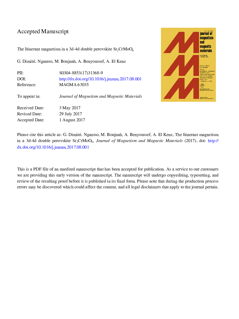 The itinerant magnetism in a 3d-4d double perovskite Sr2CrMoO6