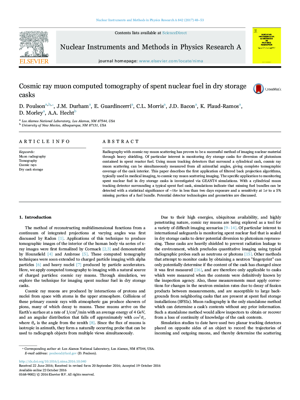 Cosmic ray muon computed tomography of spent nuclear fuel in dry storage casks