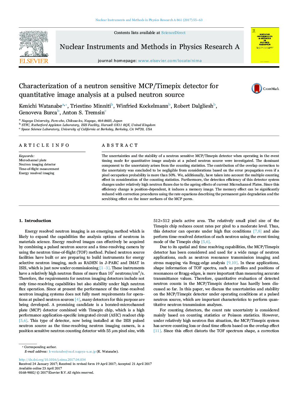 Characterization of a neutron sensitive MCP/Timepix detector for quantitative image analysis at a pulsed neutron source