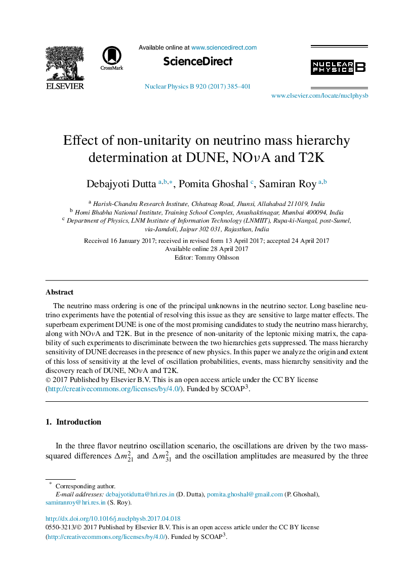 Effect of non-unitarity on neutrino mass hierarchy determination at DUNE, NOÎ½A and T2K