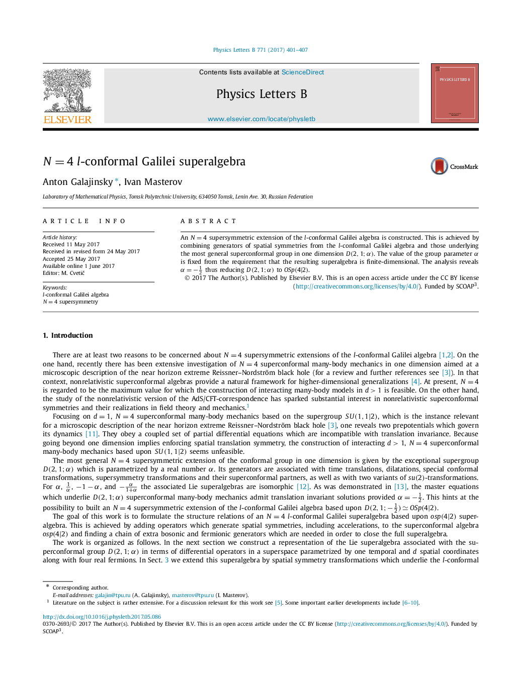 NÂ =Â 4 l-conformal Galilei superalgebra