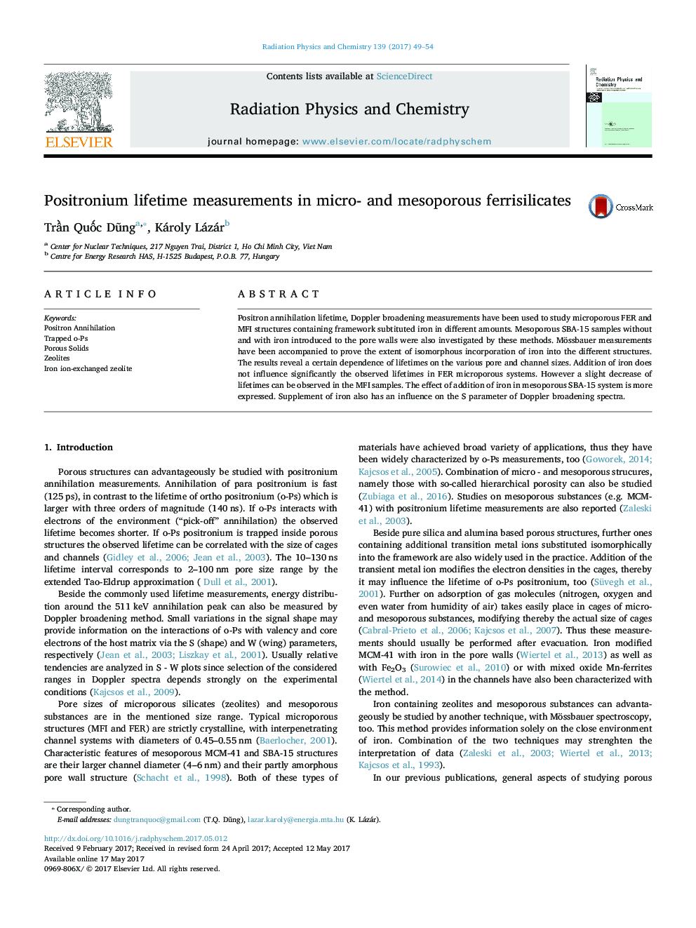 Positronium lifetime measurements in micro- and mesoporous ferrisilicates