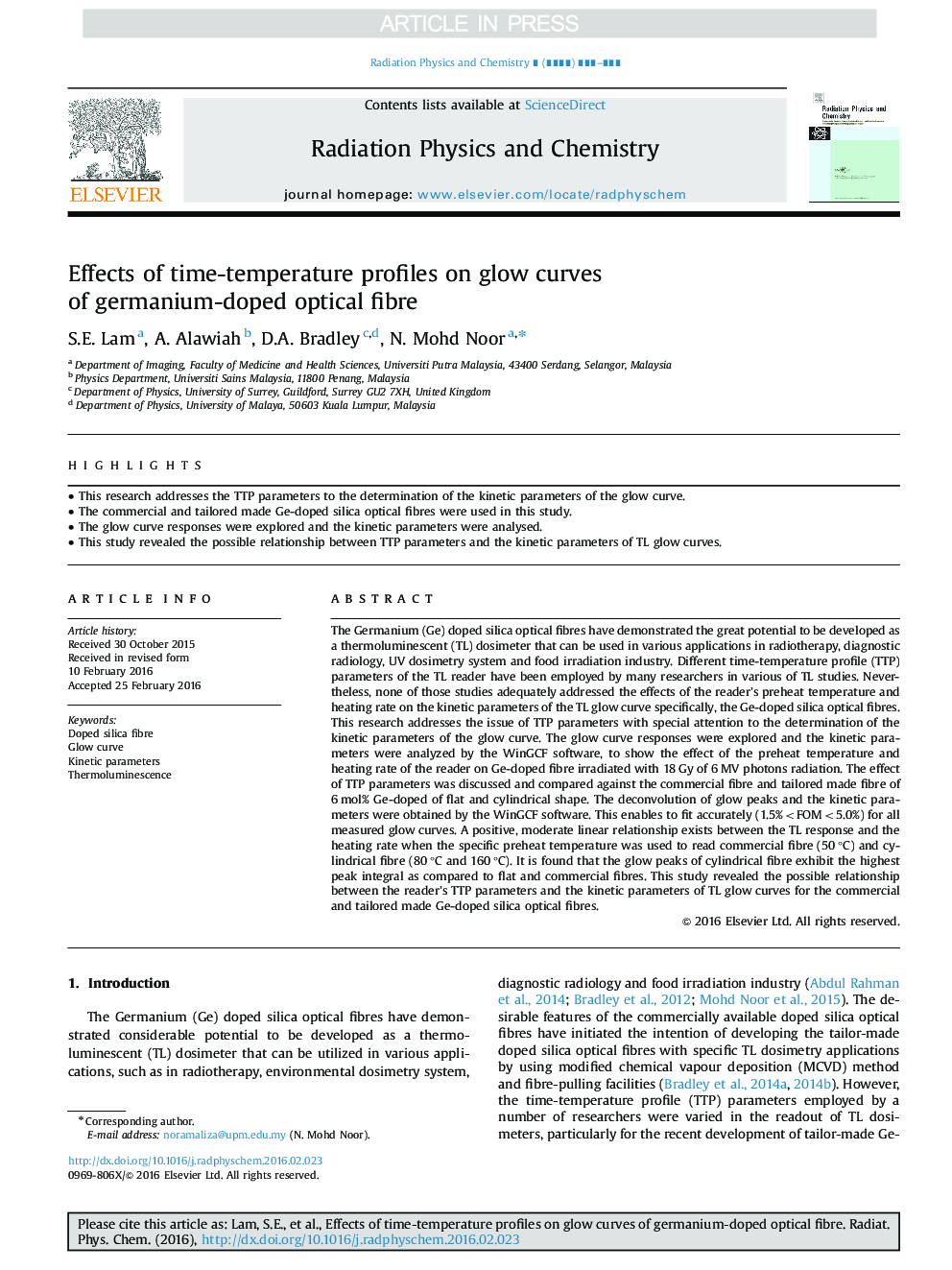 Effects of time-temperature profiles on glow curves of germanium-doped optical fibre