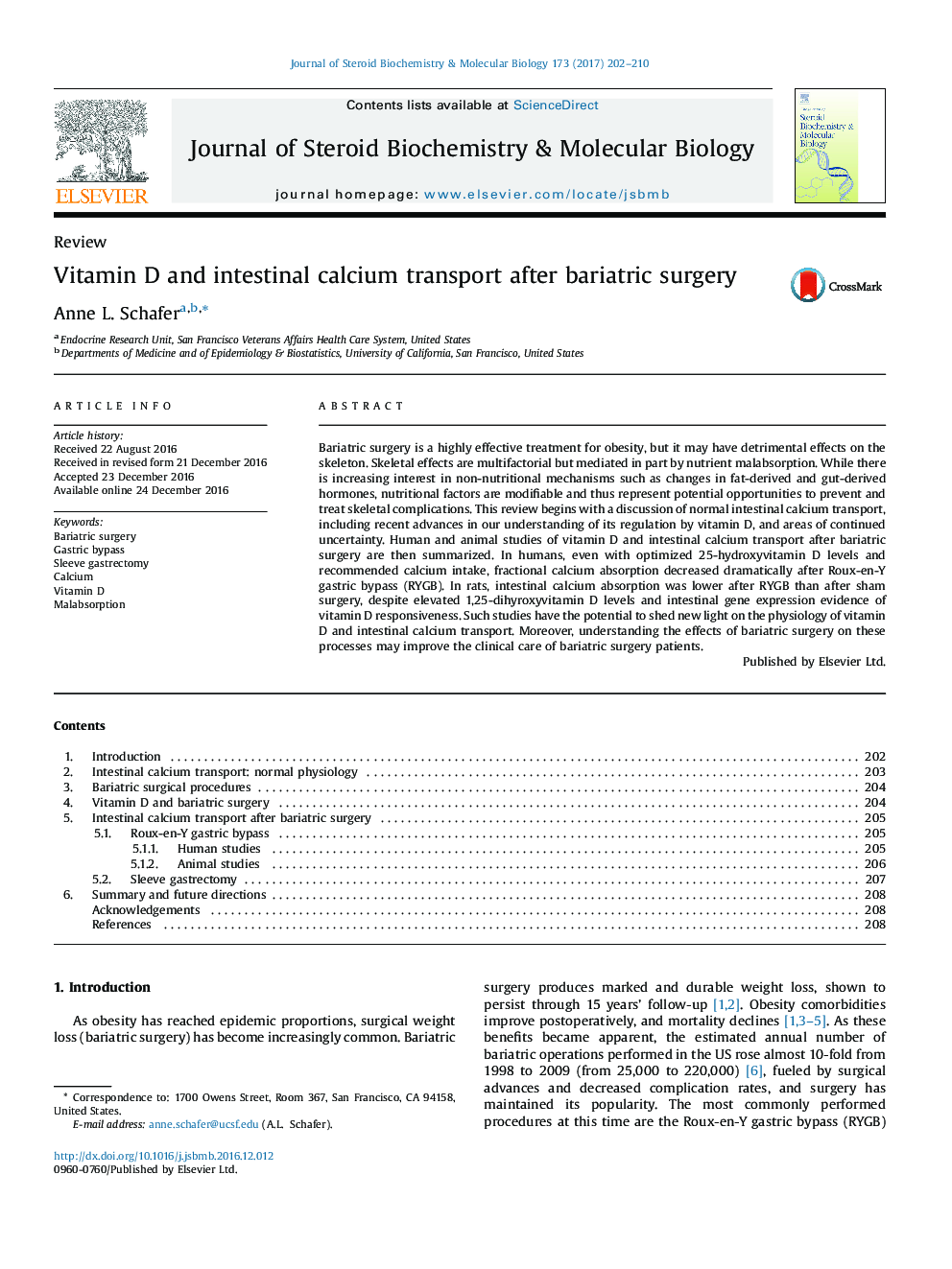 ReviewVitamin D and intestinal calcium transport after bariatric surgery