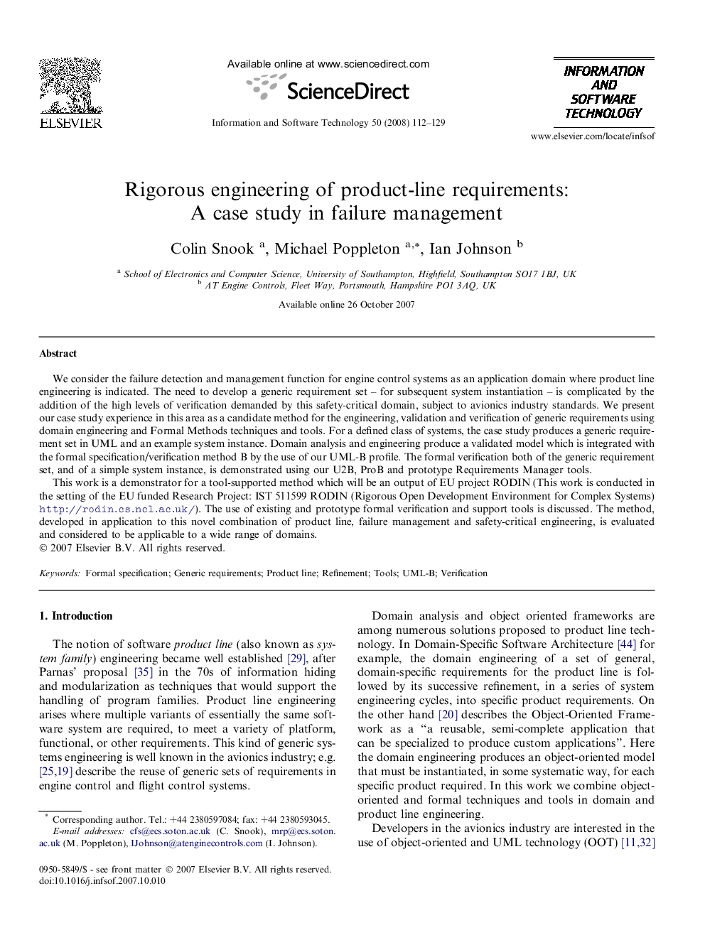 Rigorous engineering of product-line requirements: A case study in failure management